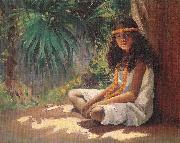 Helen Thomas Dranga Portrait of a Polynesian Girl oil painting on canvas